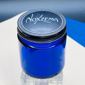Vintage 60s NOXZEMA Cobalt Blue Glass Jar and Lid - Empty- Skincare Advertising